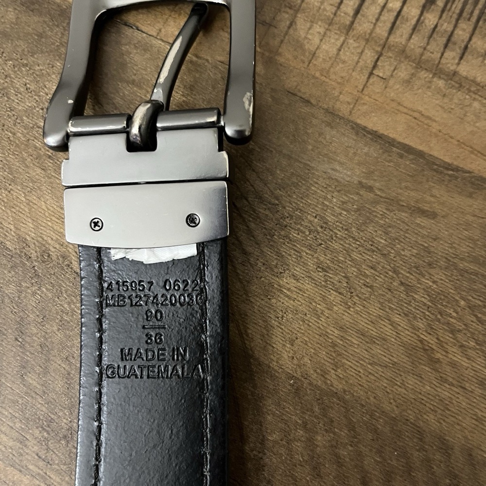 FOSSIL Belt Men's 36 Brown Burnished Brown Leather Brushed Silver Buckle - Picture 3 of 5